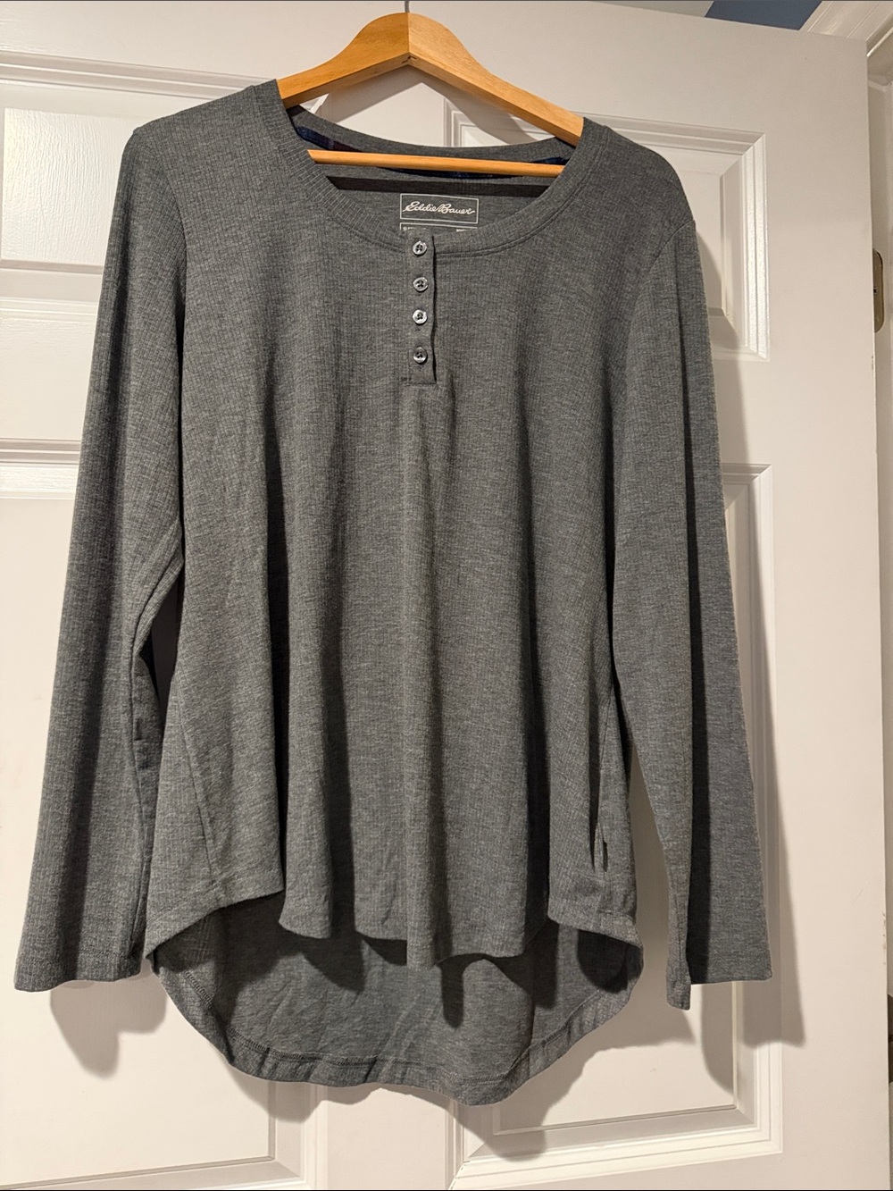 Eddie Bauer Charcoal Gray Long-Sleeve Henley Top